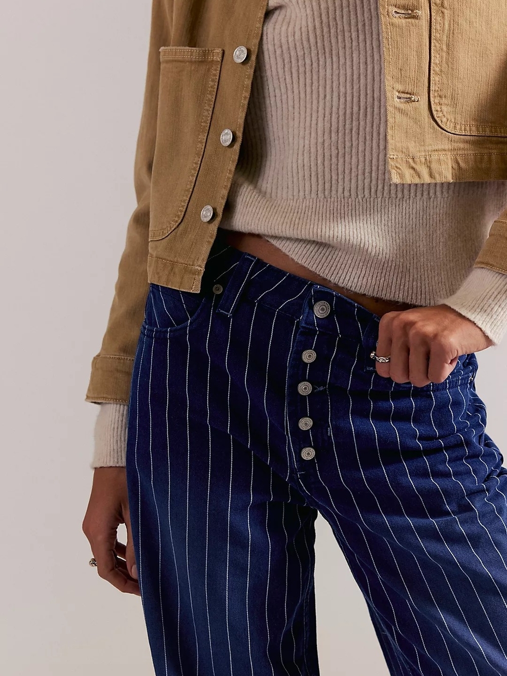 We The Free Nia Striped Boyfriend Jeans - Picture 2 of 8